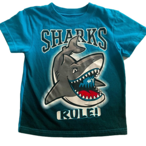 Garanimals Sharks Rule Blue Gray Short Sleeve Toddler Tshirt Size 3T